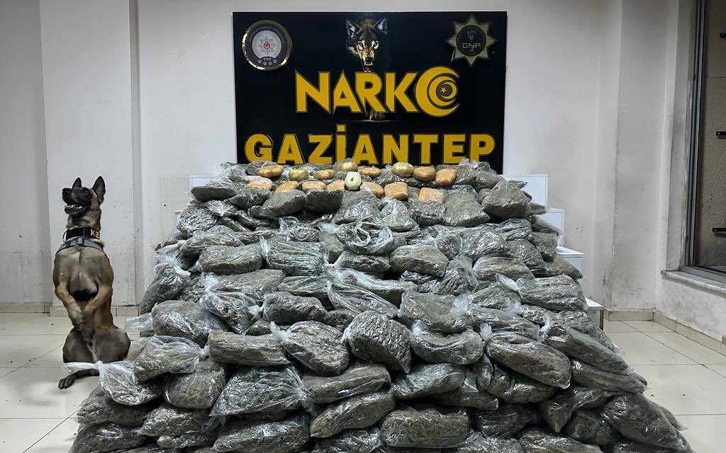 Gaziantep’te yaklaşık 180 kilogram uyuşturucu ele geçirildi